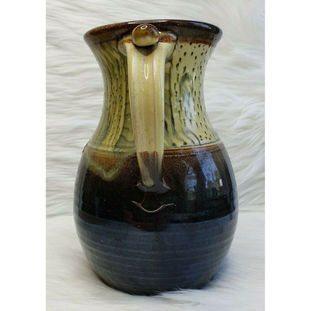Unmarked Beautiful Glazed Clay Pottery Pitcher - Picture 2 of 8